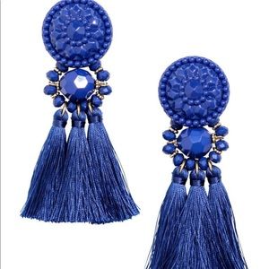 H&M Blue Fringe Tassel Earrings